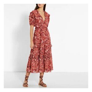 Ulla Johnson Amora Tiered Floral V-neck Dress